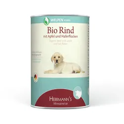 Herrmann's Selection Welpe 12x400g Dose Hundenassfutter Bio Rind mit Apfel & Haferflocken
