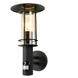 Wandleuchte Wandlampe Außenleuchte Bewegungsmelder Schwarz Edelstahl H 36 cm