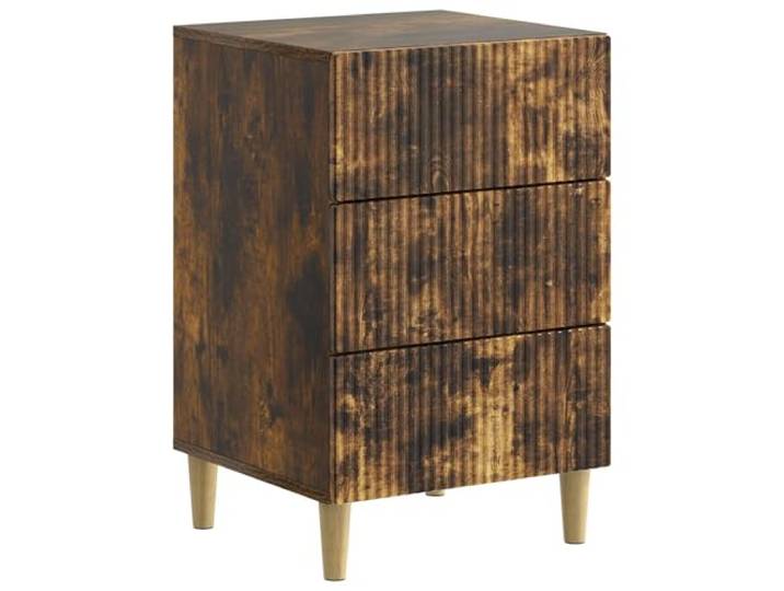 KUPTYERFG Nachttisch Geräucherte Eiche 43x41x66.5cm Holzwerkstoff Stilvoller Beistelltisch für Schlafzimmer und Leseecke mit 3 geräumigen Schubladen für ordentliche Aufbewahrung.