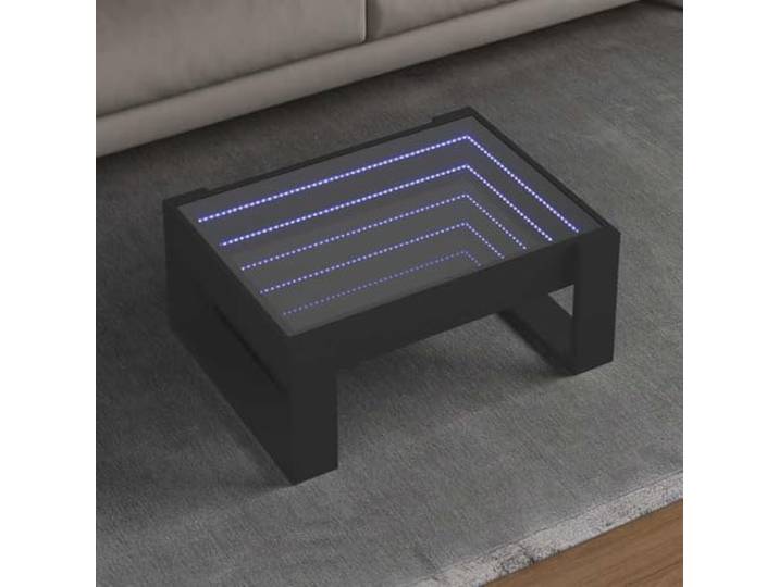 pokgdf Couchtisch mit Infinity-LED Schwarz 70x53x30 cm Holzwerkstoff Infinity-Spiegel, RGB-Beleuchtung, Holzwerkstoff, USB-Anschluss, vielseitig einsetzbar