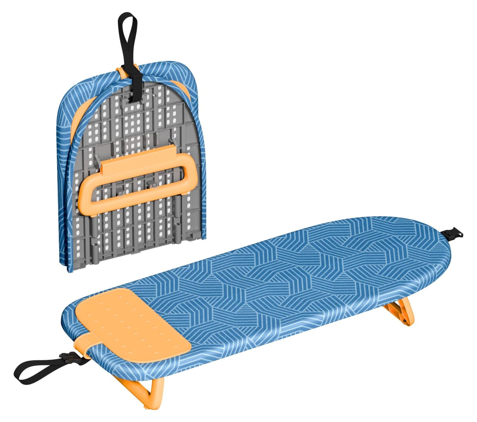 Dripio Opklapbare strijkplank voor op tafel met strijkdoek, Geel, 30 x 81 cm