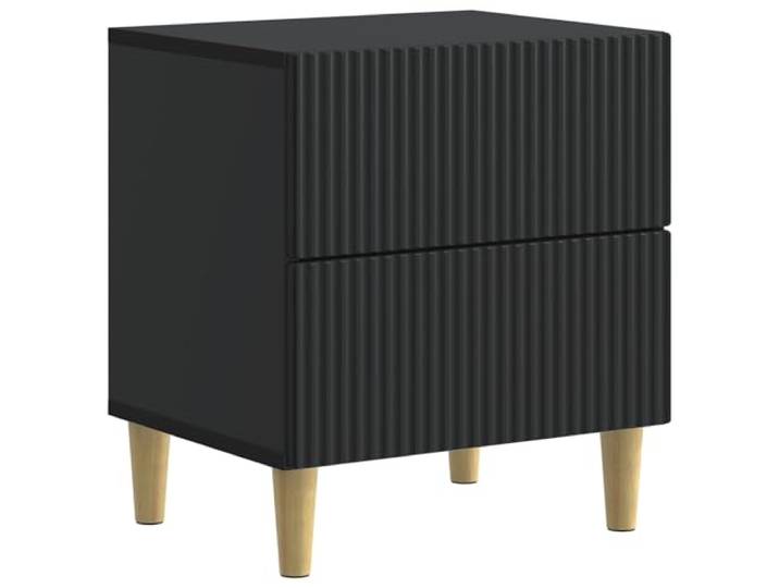 LMTYOENFG Nachttisch Schwarz mit 2 Schubladen, 43 x 34,5 x 48 cm Kompakte Ablage für Schlafzimmer und Wohnzimmer mit feinem Streifenmuster für eine strukturierte Aufbewahrung.