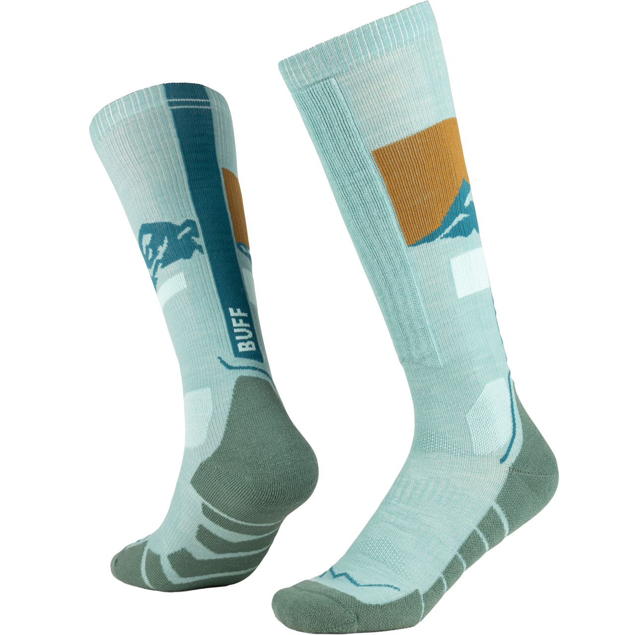 BUFF Damen Merino Skisocken OVER THE CALF see green - S = 36 - 38