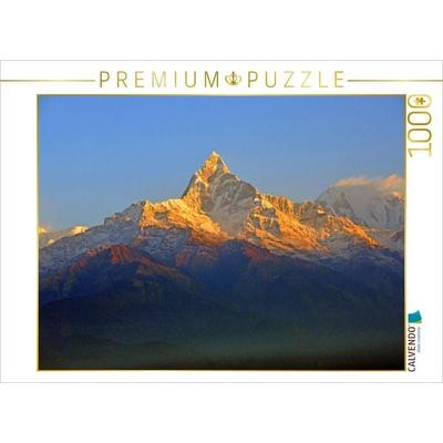 CALVENDO Puzzle Der beeindruckende Machhapuchhre (6993 m) am frühen Morgen vom Aussichtspunkt Sarangkot | 1000 Teile Lege-Größe 64x48cm Foto-Puzzle