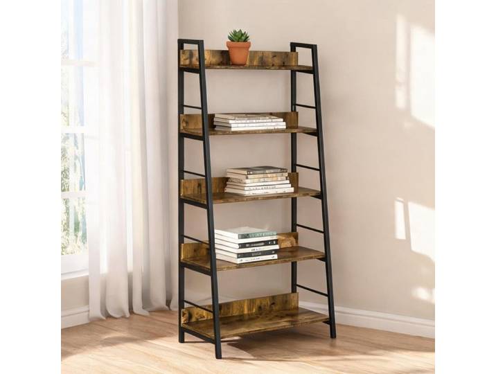 27.6 x 11.8 x 58.9 in Bookcases and Shelves combining Brun Rustique Bois and Étagère bibliothèque style industriel incliné 5