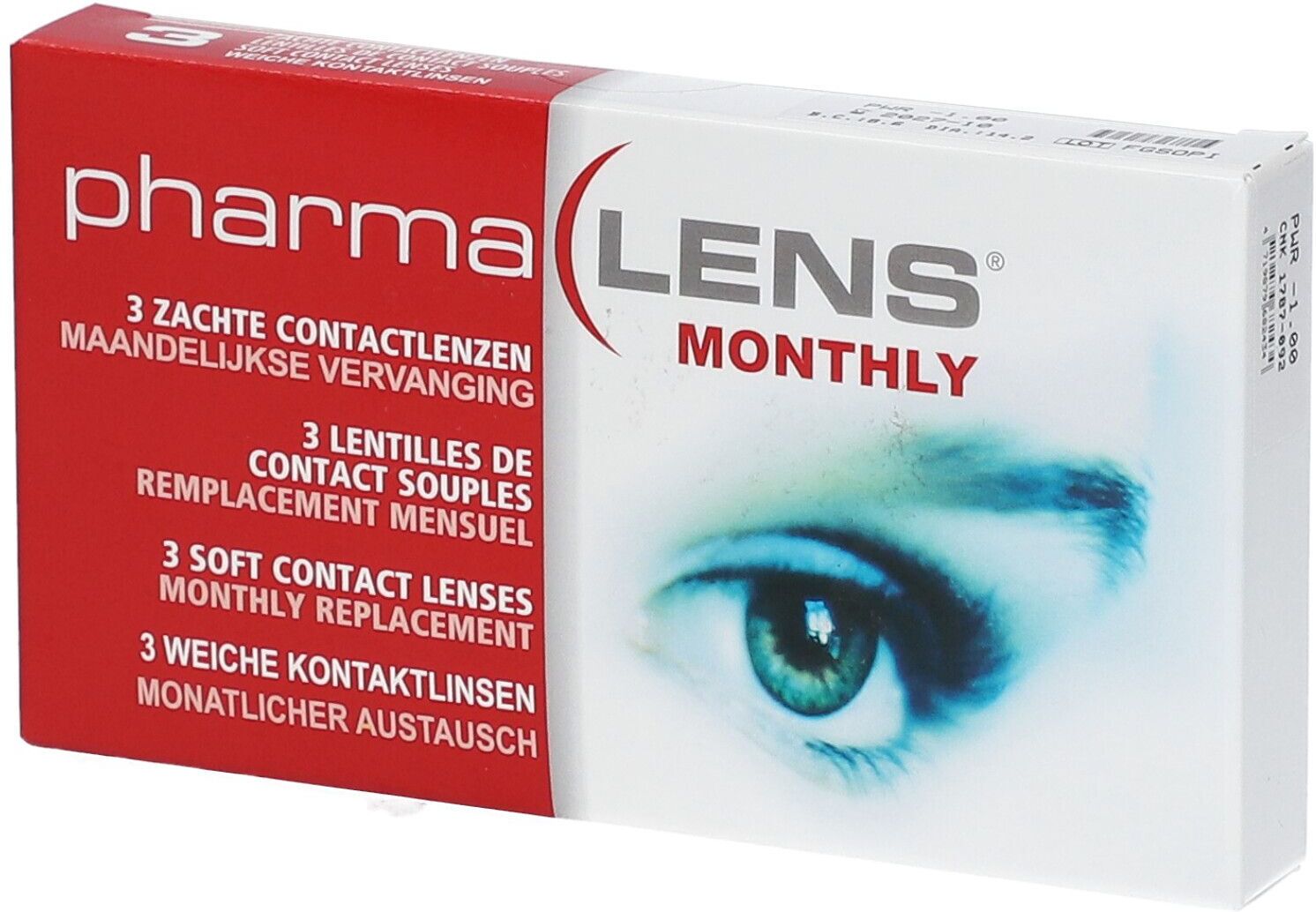 PharmaLens Maandlenzen (Dioptrie -1.00) 3 St Kontaktlinsen