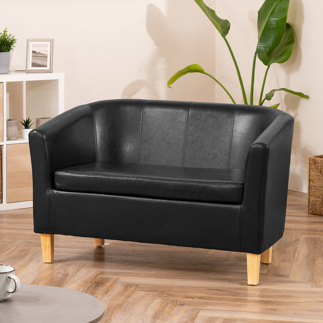 17 Stories Laci-Mai 2 Seater Faux Leather Sofa Black 72cm H X 112cm W X 67cm D