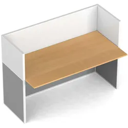 Büroschreibtisch mit Magnettafel-Trennwänden, 1 Platz, grau/Buche