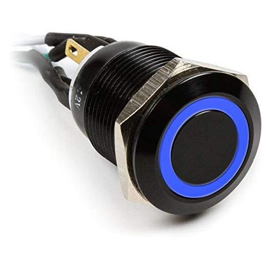 Impactics Vandalismustaster 19mm, IP65, blaue LED - schwarz (LAN_22_IP65_ALB_BL_1)