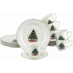 Kaffeeservice Tannenbaum Multicolor/Weiß, 18-teilig