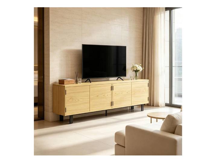 Fine Life Pro TV-Schrank Lowboard / TV‑Schrank / TV‑Lowboard mit 4 Drucktüren 180 cm, für Wohnzimmer, für Fernseher bis 82 Zoll