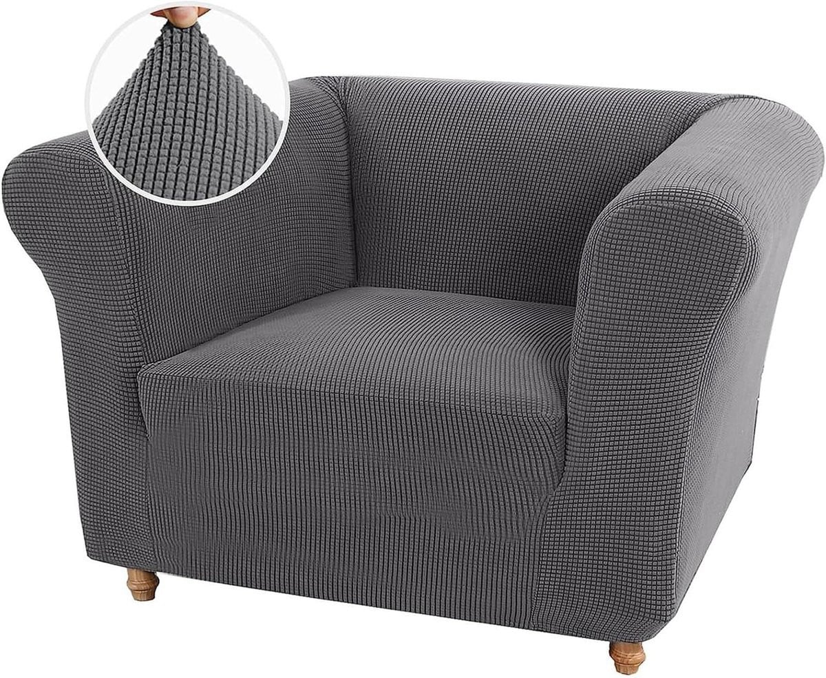 Bankhoes Stretch Elastische Sofahoes met Jacquard Ruitpatroon voor 1-3 Zits - Donkergrijs