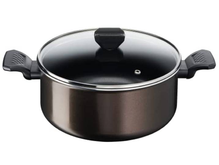 Tefal - Faitout Easy Cook and Clean 4 - Antiadhésif - 24 cm - 7 L Cuisine mijotée et plats en sauce - Revêtement antiadhésif Titanium - Indicateur Thermo-Signal - Compatible gaz et électrique