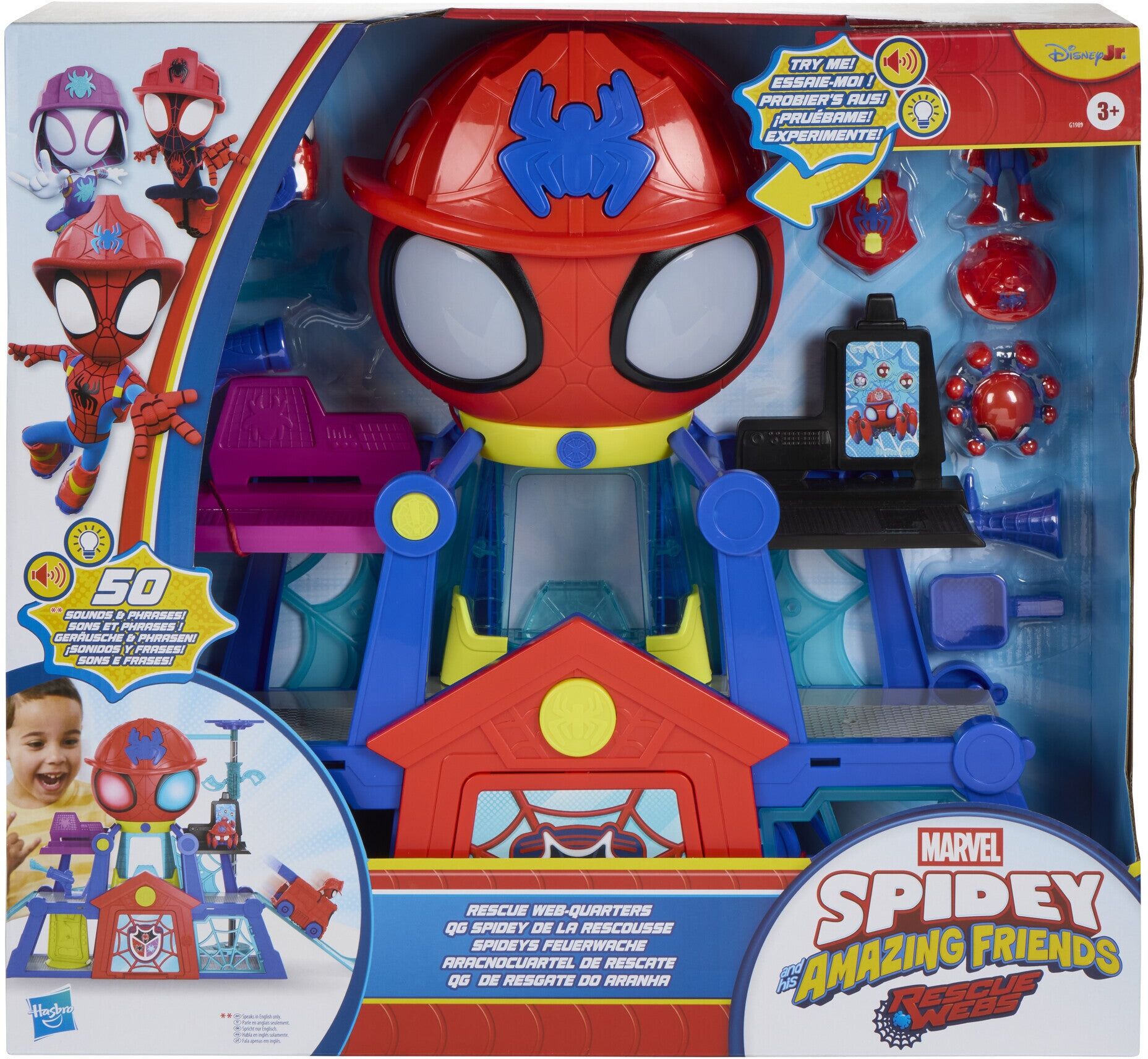 Marvel Spidey Rescue-Webs Web-Quarters Playset for Kids - Electronic Playset with Spidey Action Figure & 20+ Sounds - Hasbro