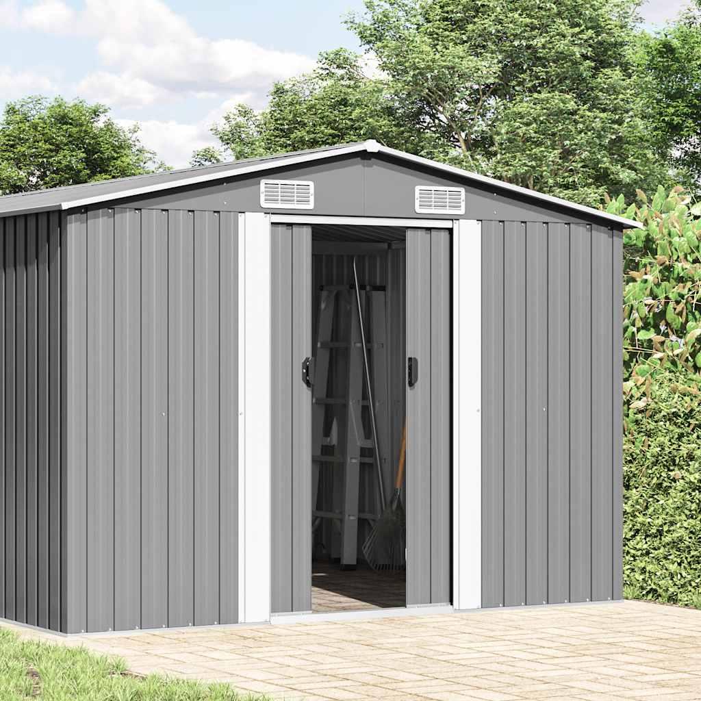 vidaXL Gerätehaus Grau 257x990x181 cm Verzinkter Stahl