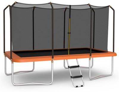 Costway 8 x 14 Feet Rectangular Recreational Trampoline with Safety Enclosure Net and Ladder-Orange