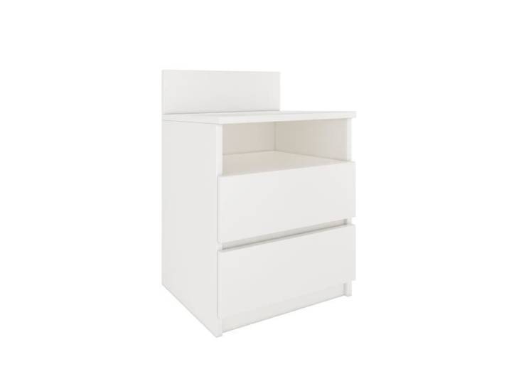 ASTER T1 - Table de chevet contemporaine 59x40x32 - Table de nuit/d'appoint 2 tiroirs style scandinave - Meuble de rangement