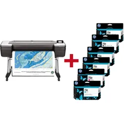 HP DesignJet T1700dr PostScript Großformatdrucker Plotter inkusive zusätzlichem HP Tintenset 730
