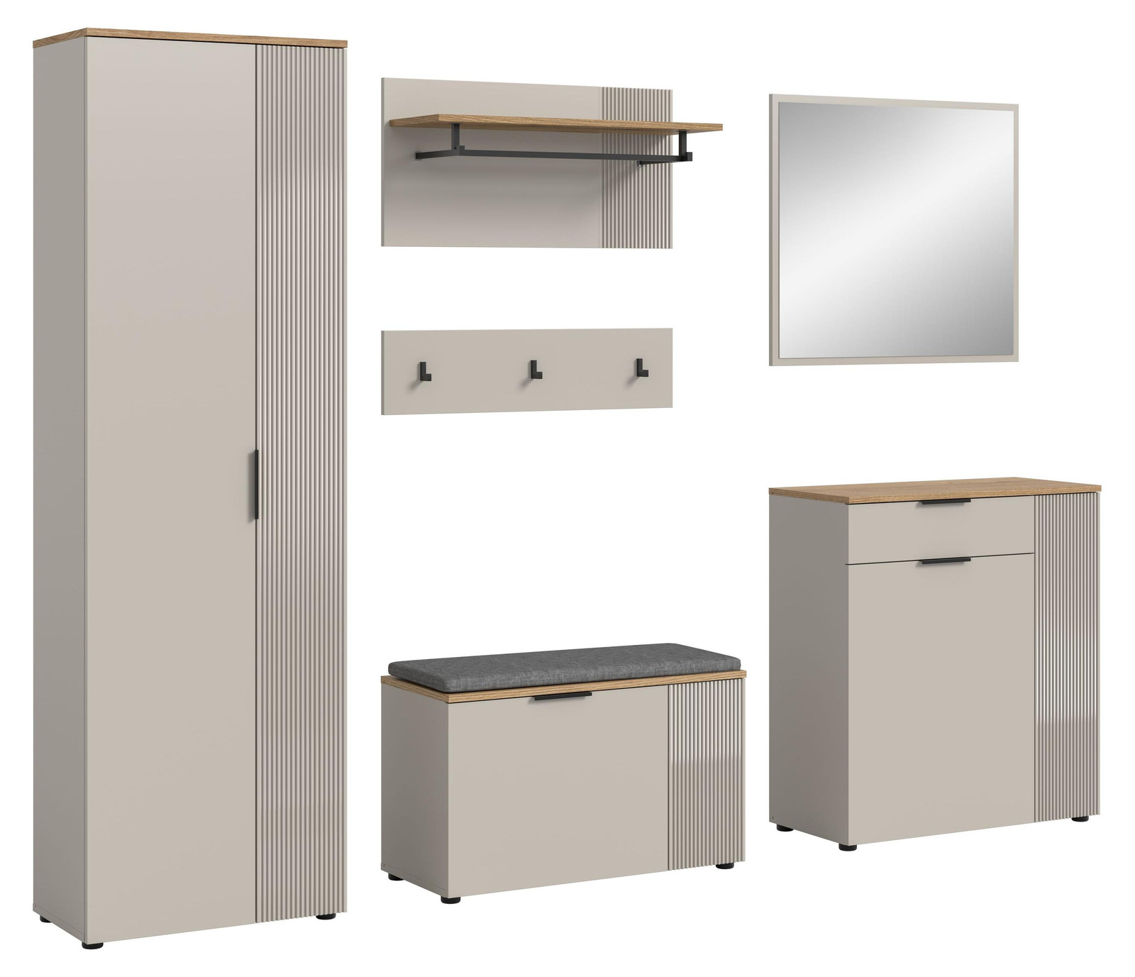 Slide garderobe opstelling S2 in kasjmierdecor