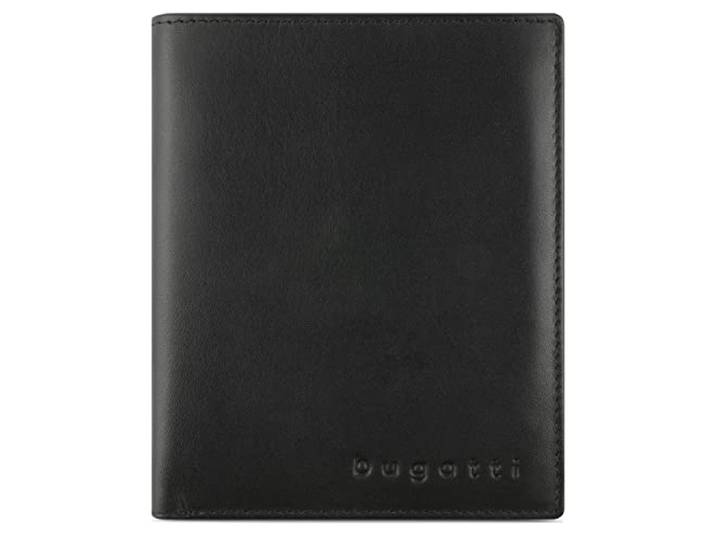 bugatti Super Slim, flaches Leder Portemonnaie mit RFID-Schutz, Schwarz