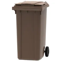 PROREGAL Premium 2-Rad-Mülltonne MGB | 240 Liter, HxBxT 107,9x58,3x73,7cm | HDPE-Kunststoff | Braun