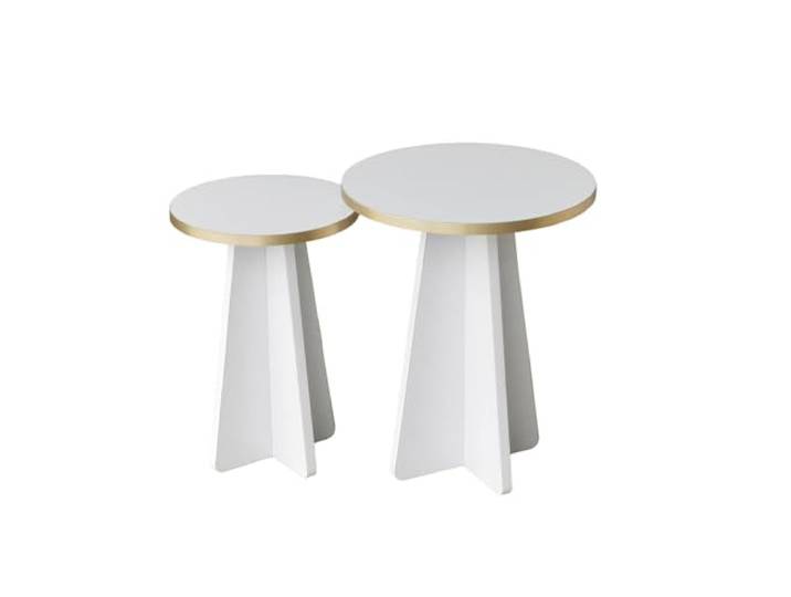 Hanah Home Modernes Couchtisch-Set (2-teilig), Gold & Weiß, 40x50x40 & 30x45x30 100% melaminbeschichtete Spanplatte, 18 mm stark Stilvoll & funktional fürs Wohnzimmer