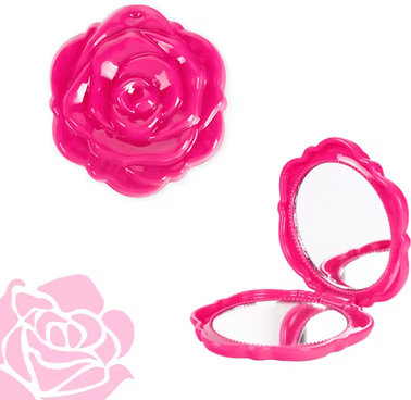 Inspire Curations Retro Rose Double Sided Pocket Makeup Mirror rose Red