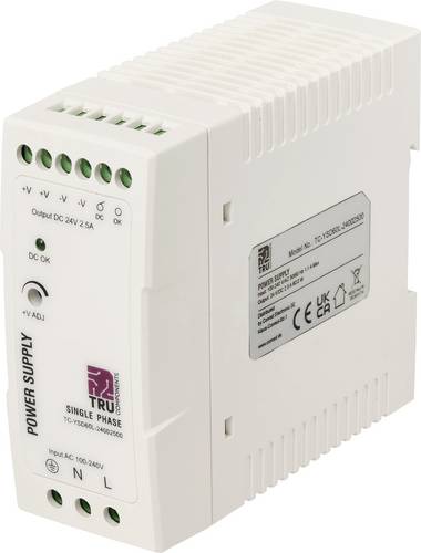 TRU COMPONENTS TC-14382312 Hutschienen-Netzteil (DIN-Rail) Verbrauch (StandBy) 0.7W 24 V/DC 2.5A 60W Anzahl Ausgänge:1 x Inhalt