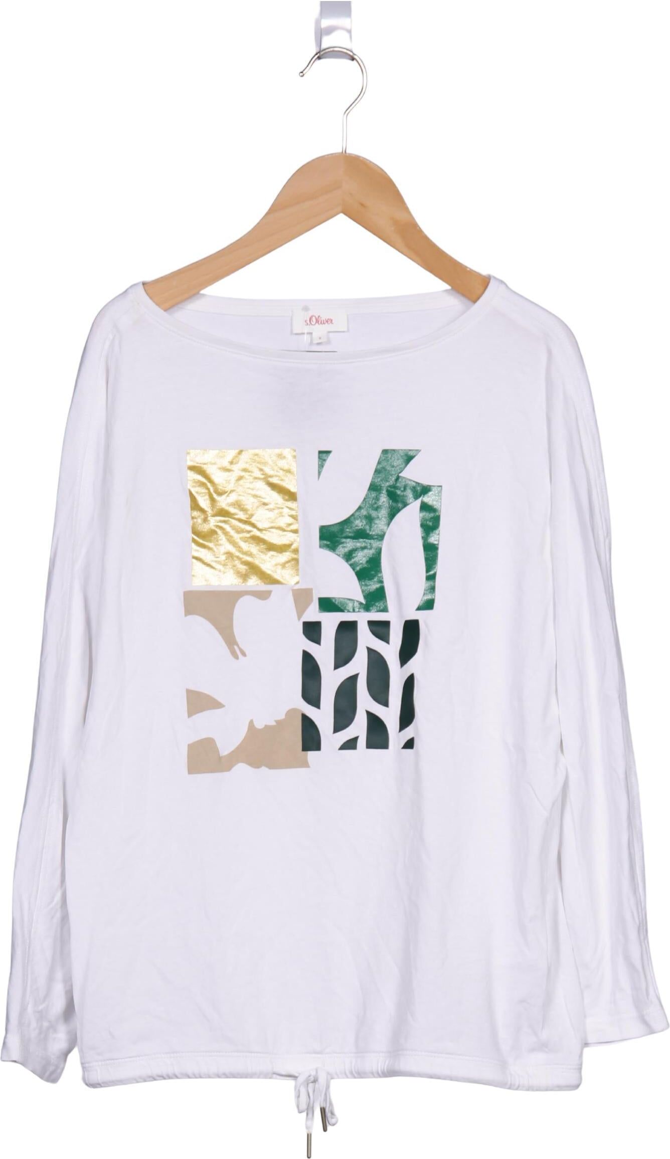 S. Oliver Damen Langarmshirt, Weiß, Gr. S, Baumwolle - Second Hand
