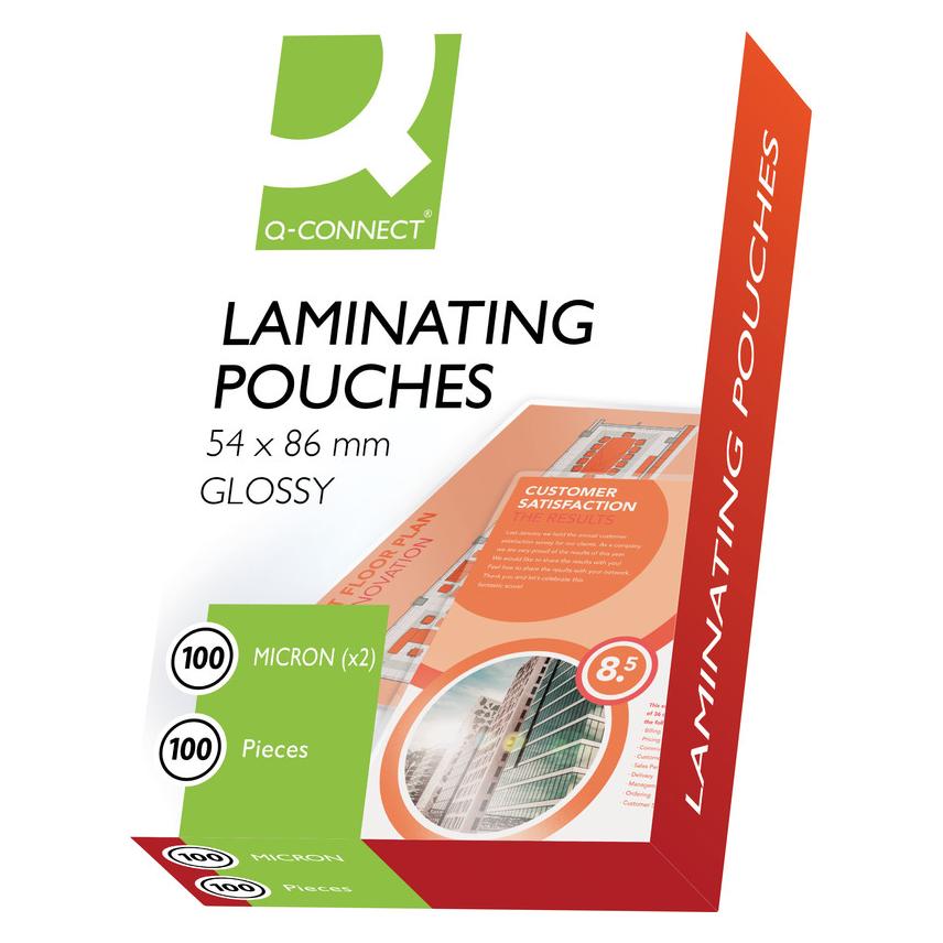 Q-Connect Laminierfolien glänzend (Kreditkarte, 100 Stk., 100 µm) (KF01202)