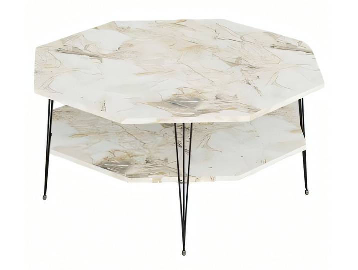 JVmoebel Couchtisch Mehrfarbiger Holz-Couchtisch mit Edelstahlrahmen (Packung), Made in Europe