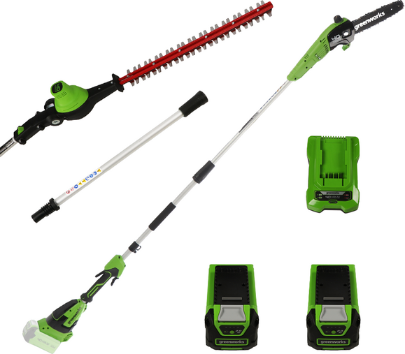 Greenworks Greeworks GD40PSHK2X - Elektro-Hecken- Baumschere auf Verlängerungsschaft - 2 x 2Ah 40V