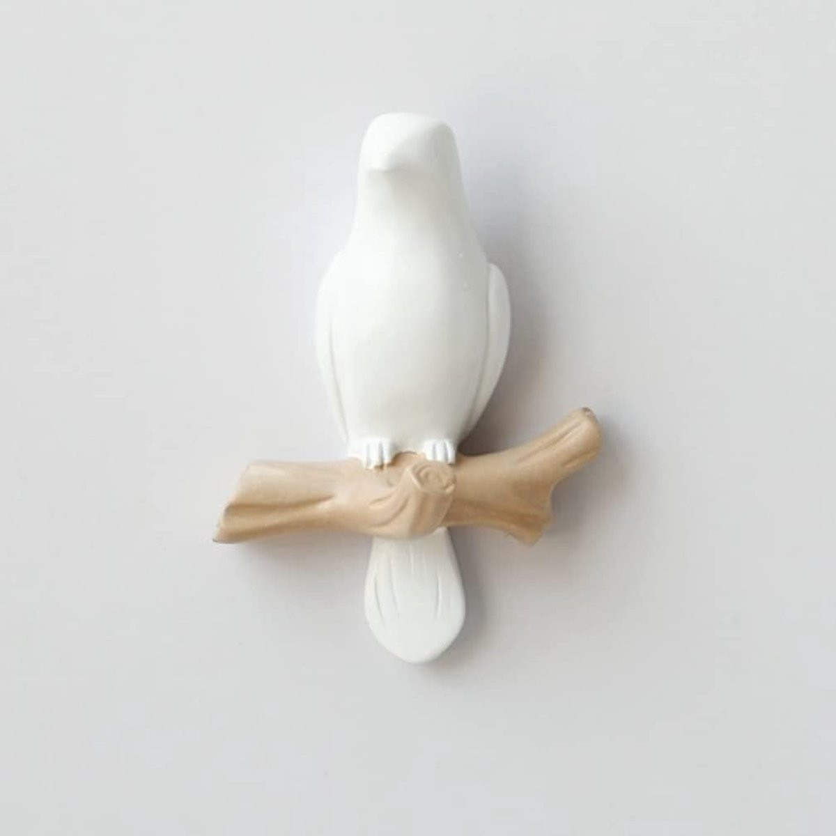 Wandkapstok Vogel met Sleutelhanger Haak in Wit