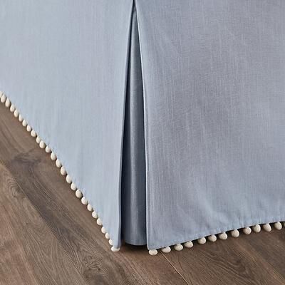 Audree Pom Pom Bedskirt - Cornflower, Twin - Ballard Designs