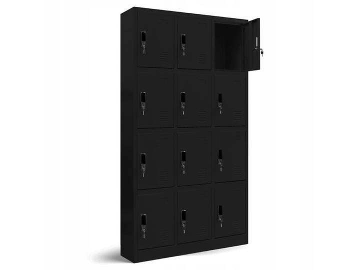 Armoire vestiaire en métal noire MARCIN 12 casiers avec serrures sécurisées