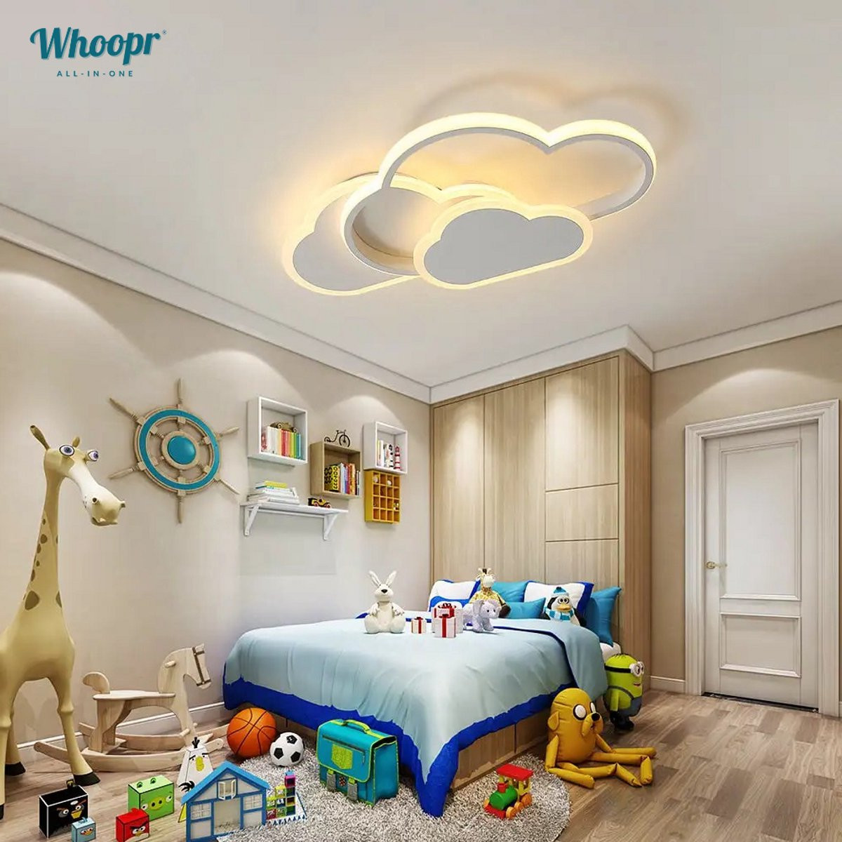 Whoopr Cloud LED Plafondlamp - 32W - Dimbare Afstandsbediening - 3000-6500K - 2800LM - Modern & Organisch Design
