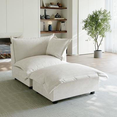 Lumibee "Casual 40""W Oversized Soft Comfy Cloud Chenille Chaise Lounge with Ottoman"
