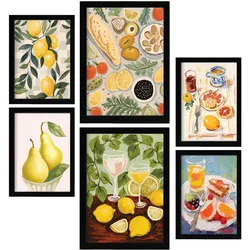 POSTER Set Mit 6 Zitronen Und Marmelade A3 & A4 Schwarzer Rahmen