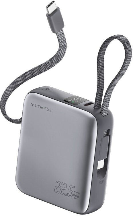 4smarts Pocket Dual Cord 22.5W PowerBank - 10.000 mAh - Space Grey