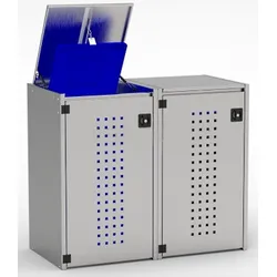 reinkedesign Mülltonnenbox BOXXI mit Kippdeckel 2x240L, Edelstahl, Mülltonnenhaus, Mülltonnenverkleidung