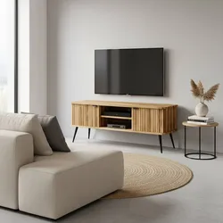 Fernsehboard Wildeiche modern mit Massivholztüren 144 cm breit