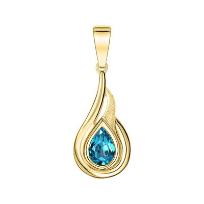 Kettenanhänger VIVANCE "375/- Gelbgold glanz Blautopas", gelb (gelb, blau), Schmuckanhänger, Damen, one-size, Gold, 1,8 g, Kettenanhänger