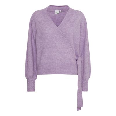 Strickpullover ICHI "IHOLENE CA2", Damen, Gr. L, lila (lavender), Obermaterial: 63% Polyacryl PAN. 28% Polyester PES. 5% Wolle mw. 4% Elasthan EL., Pullover Strickpullover