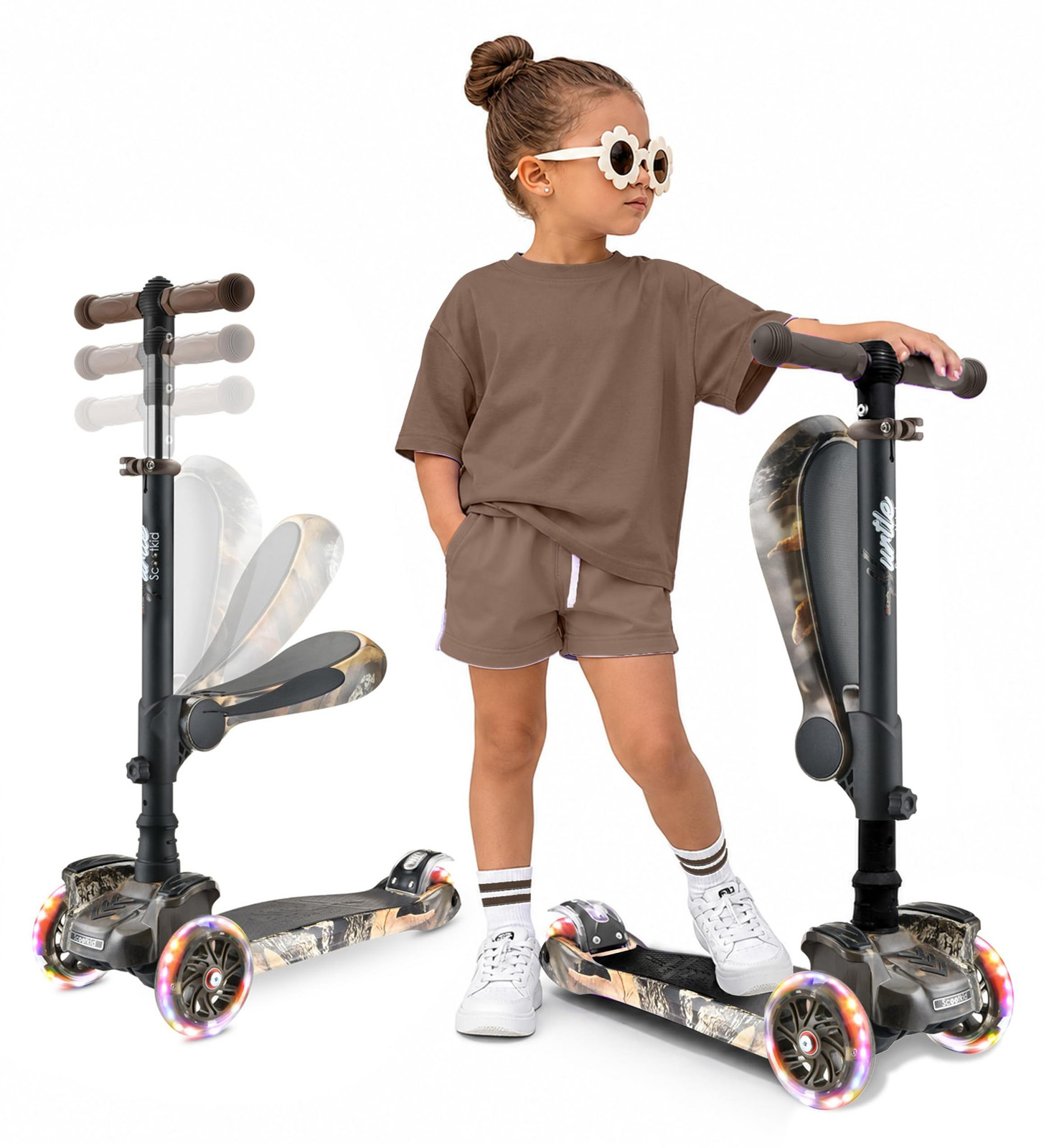 Hurtle driewieler kinderloopfiets met inklapbaar zadel en LED-wielen voor kinderen vanaf 2 jaar