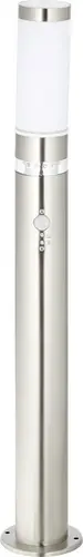 Brilliant G46799/82 Bole Außenstandleuchte mit Bewegungsmelder Energiesparlampe, LED E27, LED fest eingebaut 60.84W Edelstahl