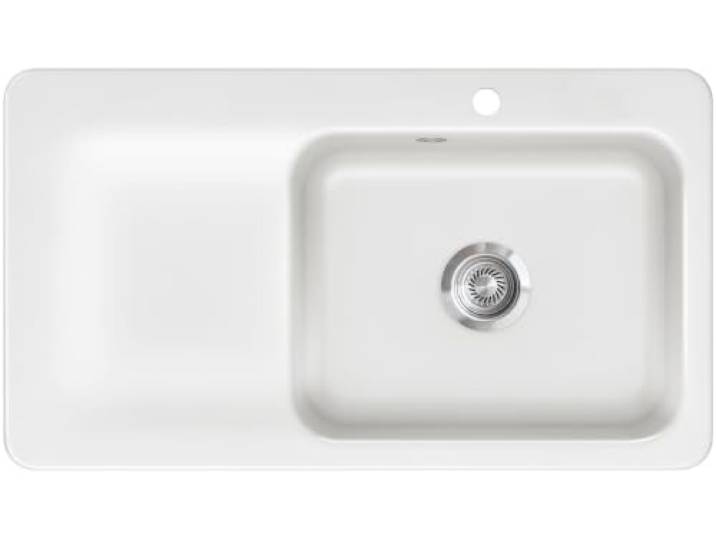 KeraDomo Spüle JUNA 90 in GRÖNLAND - Becken rechts mit Handbetätigung/Systemceram/Keramikspüle