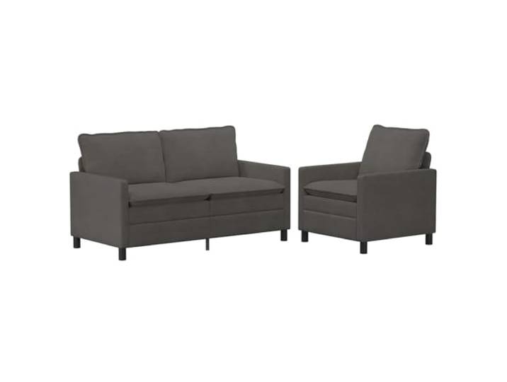 PUGYNBK 2-teiliges Sofa-Set, dunkelgrau, Cordstoff mit Metallrahmen Weicher Cordstoff, robuster Metallrahmen, abnehmbare Kissen, einfache Montage, moderner Stil, Innengebrauch