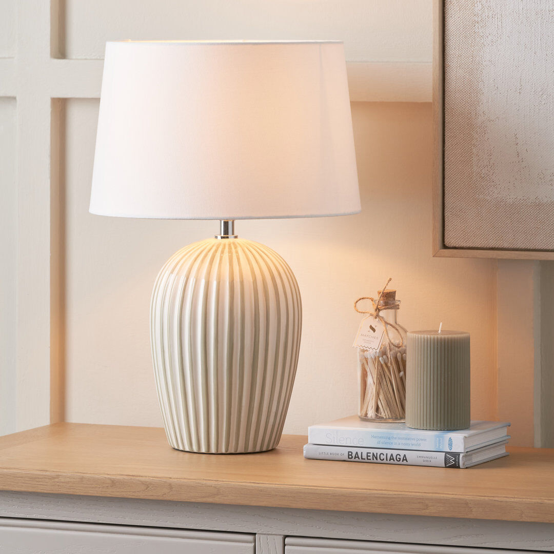 House of Hampton Ceramic Table Lamp Green/White 45cm H X 30cm W X 30cm D