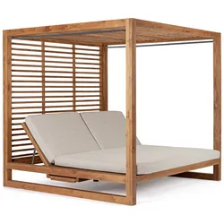 Gartendaybed Honolulu - Teakholz Natur & Olefin-Stoff, inkl. Kissen
