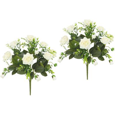 Kunstblumenstrauß I.GE.A. "Wildrosen", weiß, B:28cm H:39cm L:28cm, Obermaterial: 90% Polyester, 10% Kunststoff, Kunstpflanzen, Kunstblumenstrauß